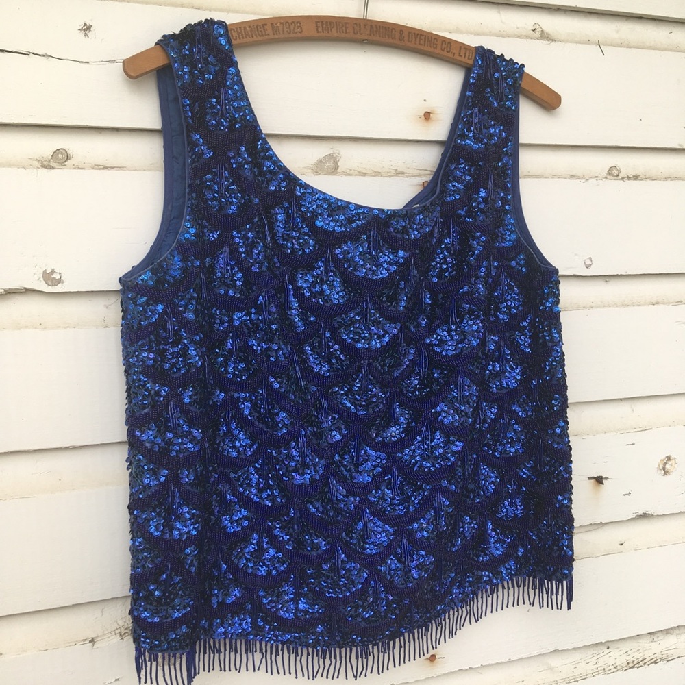 Truly fabulous vintage beaded tank - 1980s